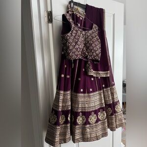Elegant Purple and Gold Lehenga